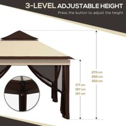 OUTSUNNY 3 x 3(m) Pop Up Gazebo Tent with Netting, Height Adjustable - thumbnail 5