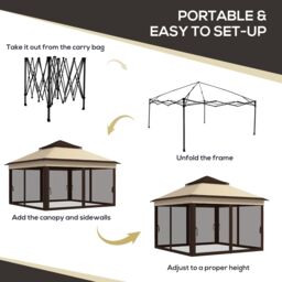 OUTSUNNY 3 x 3(m) Pop Up Gazebo Tent with Netting, Height Adjustable - thumbnail 4