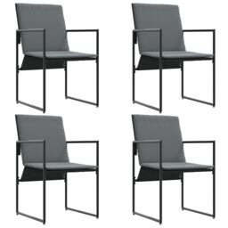 Berkfield Home Garden Chairs with Cushions 4 pcs Black Textilene - thumbnail 6