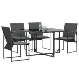 Berkfield Home Garden Chairs with Cushions 4 pcs Black Textilene - thumbnail 3