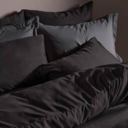 OHS 2 x Plain Dyed Oxford Pillowcases Soft Microfibre Pillow Cover Set in Charcoal - Size: Standard Pillow Case - thumbnail 3