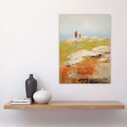 Artery8 A Walk With Dad By David Armstrong Oil Painting Green Red Coastal Cliff Landscape Large Wall Unframed Art Poster Print Thick Paper 18X24 Inch - thumbnail 4