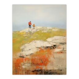 Artery8 A Walk With Dad By David Armstrong Oil Painting Green Red Coastal Cliff Landscape Large Wall Unframed Art Poster Print Thick Paper 18X24 Inch - thumbnail 1