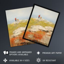 Artery8 A Walk With Dad By David Armstrong Oil Painting Green Red Coastal Cliff Landscape Large Wall Unframed Art Poster Print Thick Paper 18X24 Inch - thumbnail 2