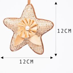 Shatchi Gold Jute star 12cm - Christmas Tree Hanging Decorations Ornaments Themed, 3pcs - thumbnail 2