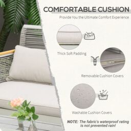 OUTSUNNY 4 PCS Patio Round PE Rattan Outdoor Sofa Set, Conservatory Furniture Set in Grey - thumbnail 6