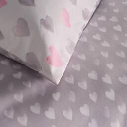 OHS Watercolour Hearts Duvet Cover Set Microfibre Bedding with Pillowcase in Light Grey - Size: Double - thumbnail 6