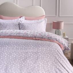 OHS Watercolour Hearts Duvet Cover Set Microfibre Bedding with Pillowcase in Light Grey - Size: Double - thumbnail 3