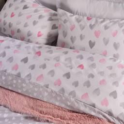 OHS Watercolour Hearts Duvet Cover Set Microfibre Bedding with Pillowcase in Light Grey - Size: Double - thumbnail 5