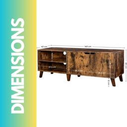 Pirlo Plush 140CM Wide TV Stand Cabinet With Shelves Rustic Brown Furniture - thumbnail 6