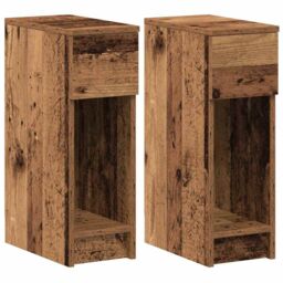 Berkfield Home Bedside Cabinets with Drawer 2 pcs Old Wood 20x36x60 cm in Brown - Size: 20 x 36 x 60 cm - thumbnail 2