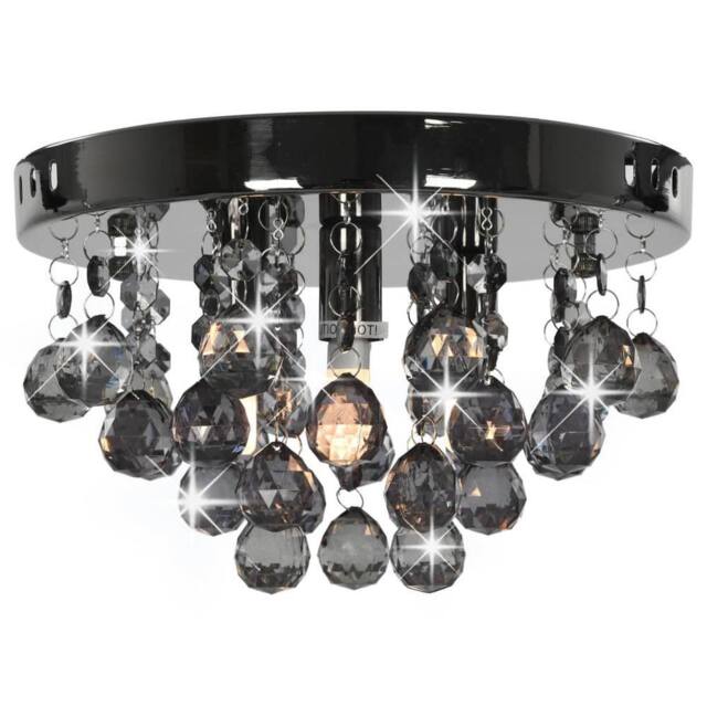Berkfield Home Beautiful Ceiling Lamp with Smoky Beads Black Round G9 - image 1