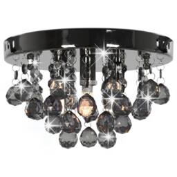 Berkfield Home Beautiful Ceiling Lamp with Smoky Beads Black Round G9 - thumbnail 1