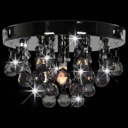 Berkfield Home Beautiful Ceiling Lamp with Smoky Beads Black Round G9 - thumbnail 5