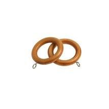 New Edge Blinds Pack of 8 Wooden Curtain Pole Ring Hooks with Eyes in Light Brown