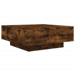 Berkfield Home Coffee Table with LED Lights Smoked Oak 80x80x31 cm in Brown - Size: 80 x 80 x 31 cm - thumbnail 3