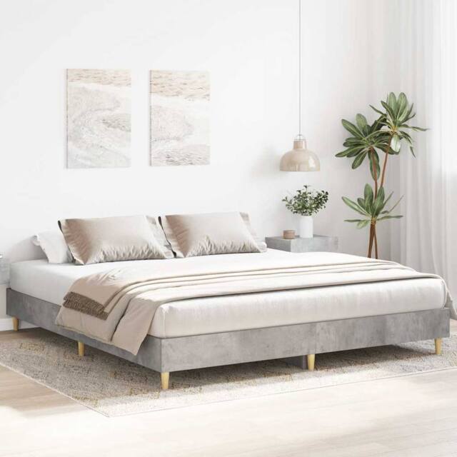 Berkfield Home Durable Bed Frame without Mattress Concrete Grey 160x200cm Engine - Size: 160x200 cm - image 1