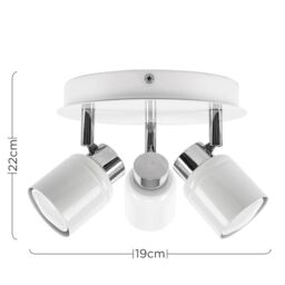 ValueLights Benton Adjustable Spotlight IP44 Rated Bathroom 3 Way Ceiling Light in White - thumbnail 5