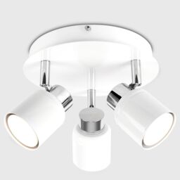 ValueLights Benton Adjustable Spotlight IP44 Rated Bathroom 3 Way Ceiling Light in White - thumbnail 2