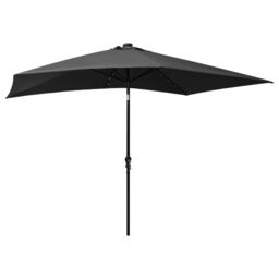 Berkfield Home Parasol with LEDs & Steel Pole Anthracite 2x3 m in Black - thumbnail 4