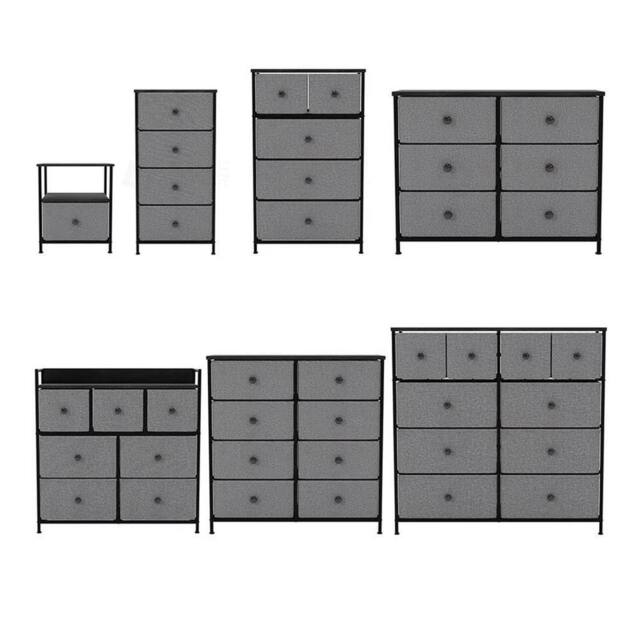 NESTLUNE 1 Drawer Chest of Drawers Dresser Storage Grey & Black - Size: 100 cm x 15 cm - image 1