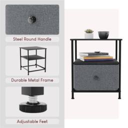 NESTLUNE 1 Drawer Chest of Drawers Dresser Storage Grey & Black - Size: 100 cm x 15 cm - thumbnail 3