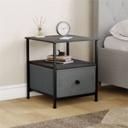NESTLUNE 1 Drawer Chest of Drawers Dresser Storage Grey & Black - Size: 100 cm x 15 cm - thumbnail 4