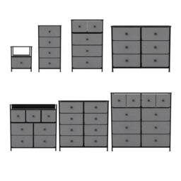 NESTLUNE 1 Drawer Chest of Drawers Dresser Storage Grey & Black - Size: 100 cm x 15 cm - thumbnail 1
