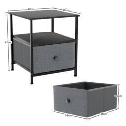 NESTLUNE 1 Drawer Chest of Drawers Dresser Storage Grey & Black - Size: 100 cm x 15 cm - thumbnail 2
