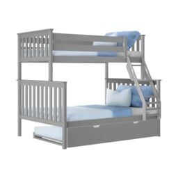 Interior Emporium Ltd Lily Wooden Trio Bunk Bed with Double Mattress - Space-Saving Solid Pine Frame - Grey - thumbnail 6
