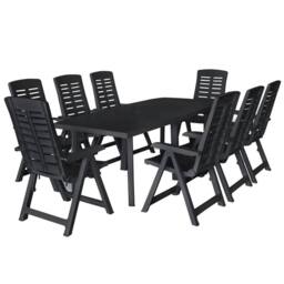 Berkfield Home Comfortable 9 Piece Outdoor Dining Set Plastic Anthracite in Black - thumbnail 2