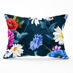 Warren Reed - Designer Poppy Flowers With Chamomile Blue Cushions - Size: 45 cm x 45 cm - thumbnail 1