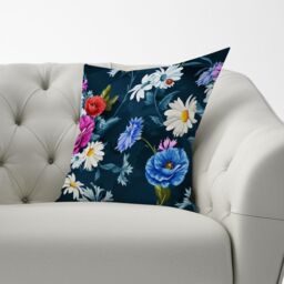 Warren Reed - Designer Poppy Flowers With Chamomile Blue Cushions - Size: 45 cm x 45 cm - thumbnail 3