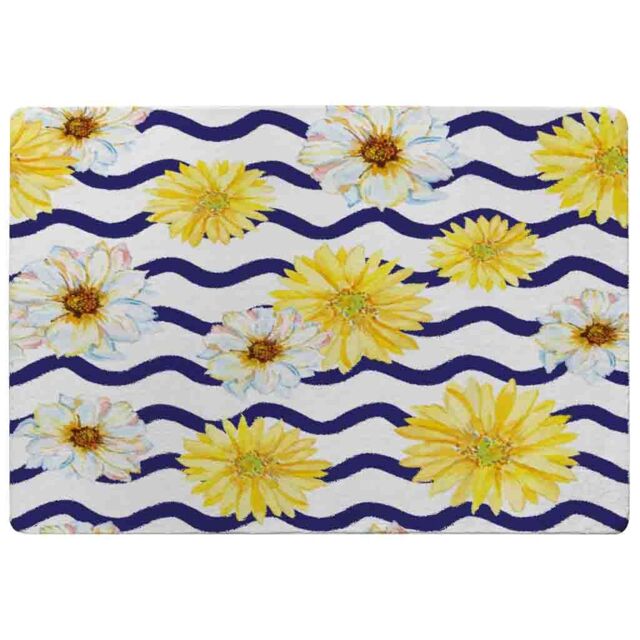 Benjamin Tate Design Bright Yellow Flowers & Zig Zags Rug in Natural - Size: Large - image 1