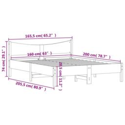 Berkfield Home Beautiful Bed Frame without Mattress 160x200 cm Solid Wood Pine in Light Tan - thumbnail 9
