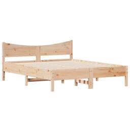 Berkfield Home Beautiful Bed Frame without Mattress 160x200 cm Solid Wood Pine in Light Tan - thumbnail 1