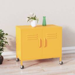 Berkfield Home Storage Cabinet Mustard Yellow 60x35x56 cm Steel - Size: 60 x 35 x 56 cm - thumbnail 2