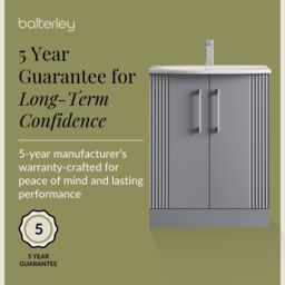 Balterley Floor Standing 2 Door Vanity Unit - Curved Basin 600mm, Satin Grey - thumbnail 6