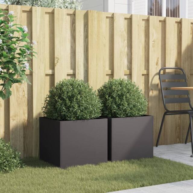 Berkfield Home Planters 2 pcs Black 42x40x39 cm Steel - Size: 42 x 40 x 39 cm - image 1