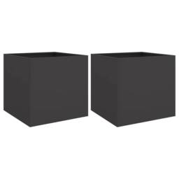 Berkfield Home Planters 2 pcs Black 42x40x39 cm Steel - Size: 42 x 40 x 39 cm - thumbnail 3