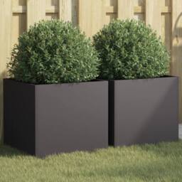 Berkfield Home Planters 2 pcs Black 42x40x39 cm Steel - Size: 42 x 40 x 39 cm - thumbnail 2