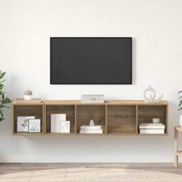 Berkfield Home TV Cabinet Set 2 pcs Artisan oak 37 x 37 x 142.5 cm in Brown - thumbnail 4
