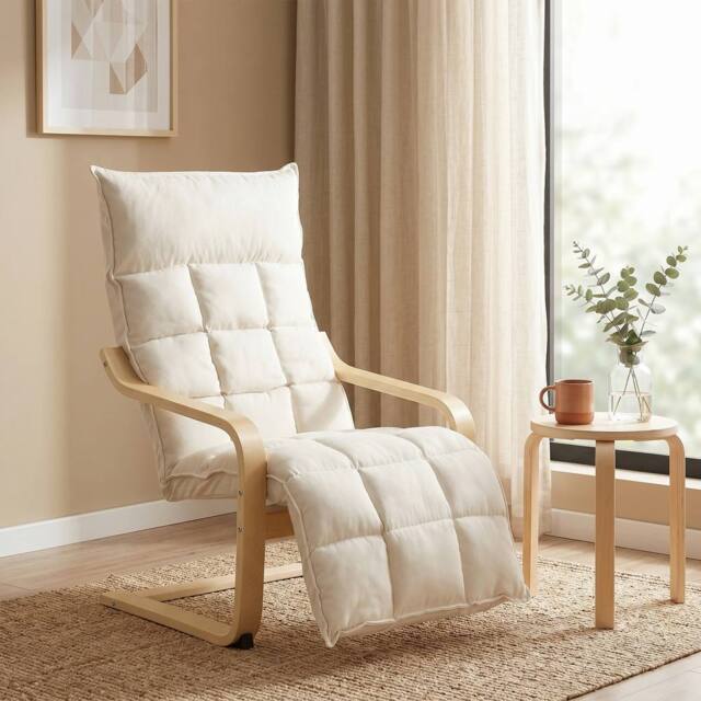 HOMCOM Accent Chair, Leisure Lounge Chair Armchair with Footrest, Cream - image 1