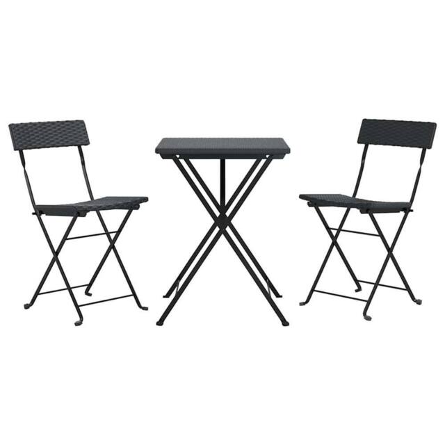 Berkfield Home Beautiful 3 Piece Folding Bistro Set Black Poly Rattan - image 1