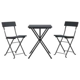 Berkfield Home Beautiful 3 Piece Folding Bistro Set Black Poly Rattan - thumbnail 1