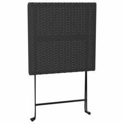 Berkfield Home Beautiful 3 Piece Folding Bistro Set Black Poly Rattan - thumbnail 7