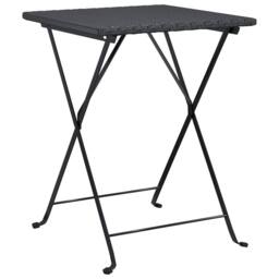 Berkfield Home Beautiful 3 Piece Folding Bistro Set Black Poly Rattan - thumbnail 5
