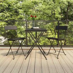 Berkfield Home Beautiful 3 Piece Folding Bistro Set Black Poly Rattan - thumbnail 2