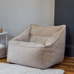 icon Natalia Chenille Adults Bean Bag Armchair, Large Beanbag Grey in Beige - Size: XL - thumbnail 1