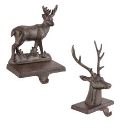 Dibor Pack of 2 Stag Decorative Christmas Stocking Holders in Brown - Size: 2 Pack